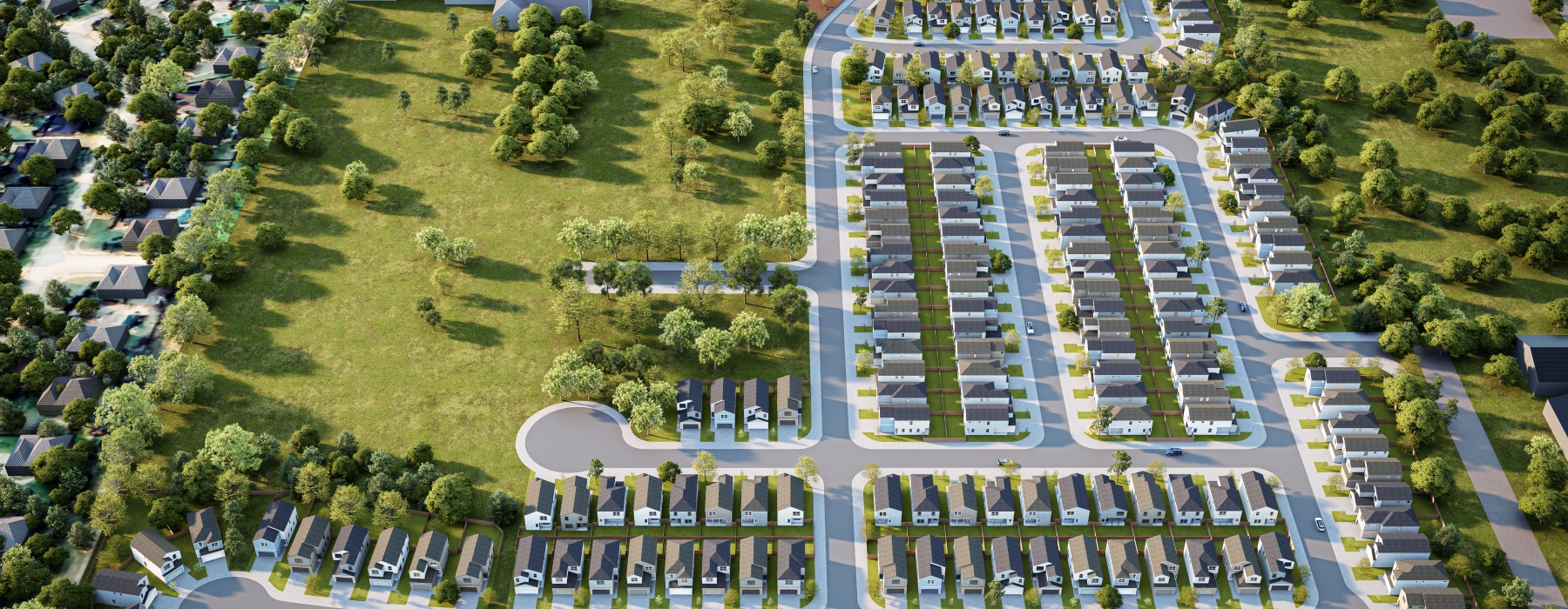 Aerial view of Cypress Heights amenity center with pool, pickleball court, outdoor seating, and clubhouse in Cypress, Texas