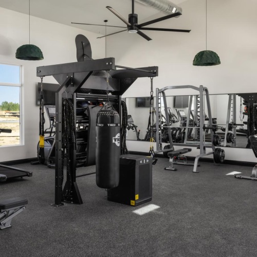 a gym with exercise equipment