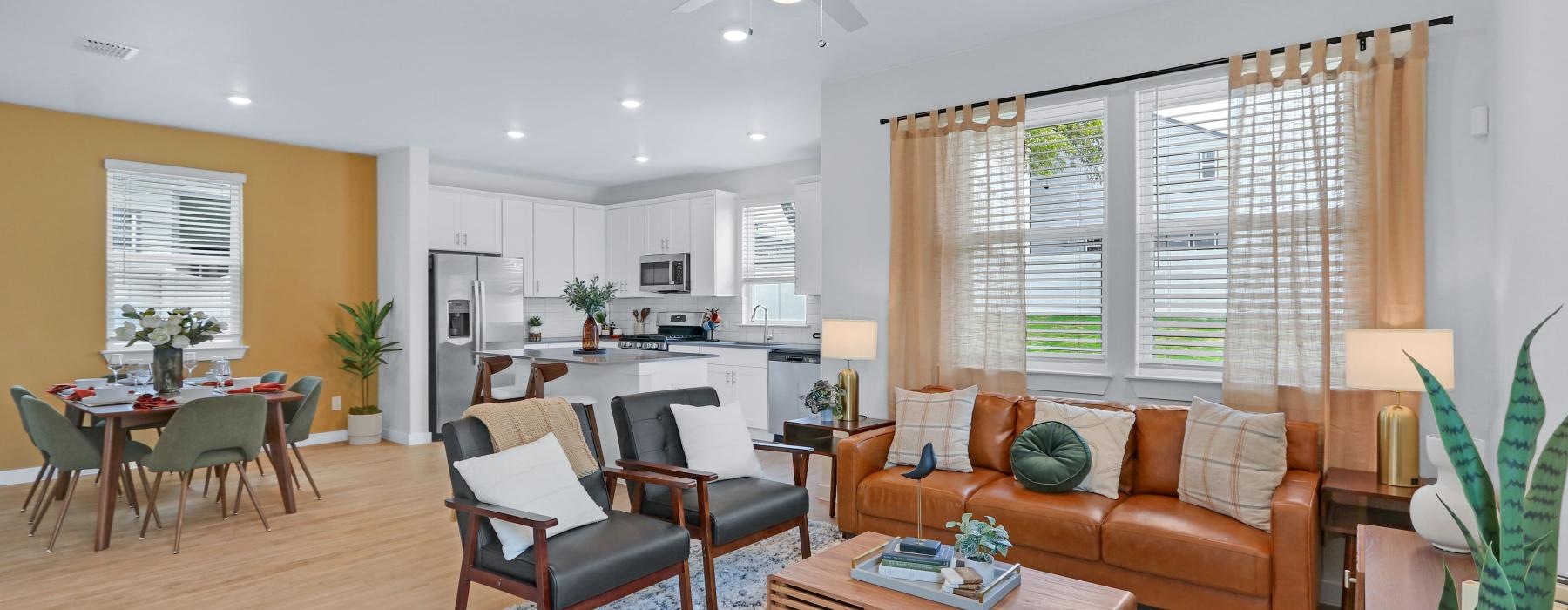 a living room with a large window